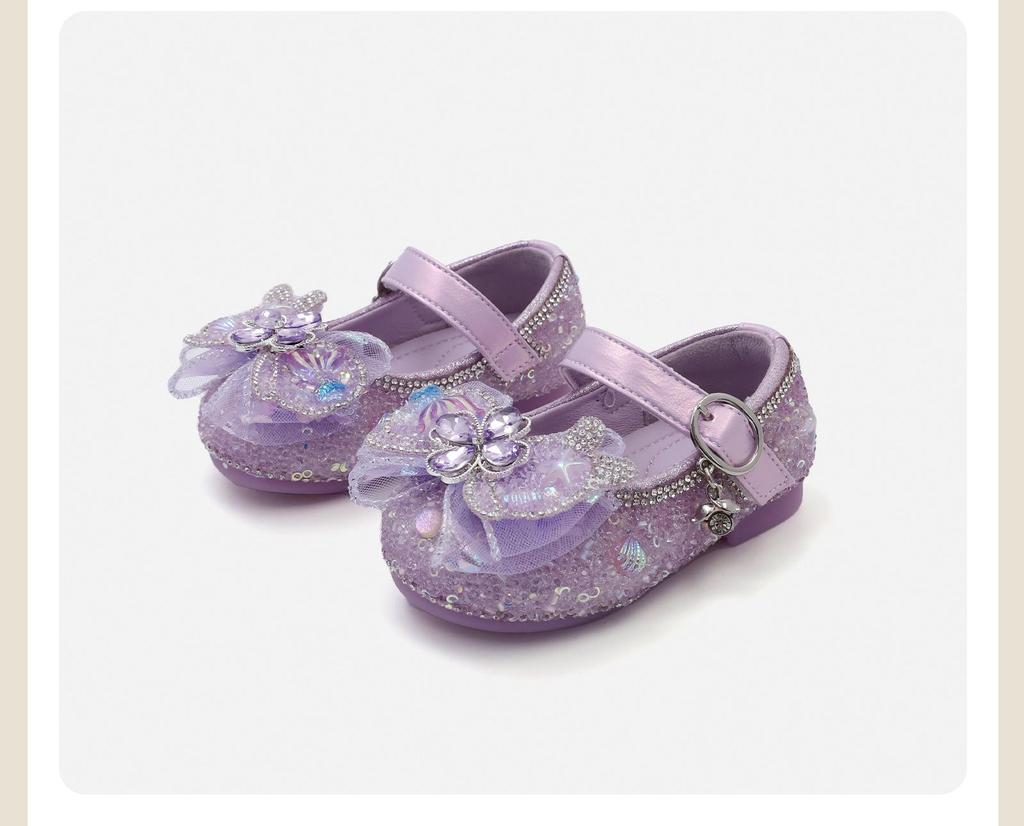 Spring 2026 Korean Style Baby Crystal Bowknot Soft Sole Flats