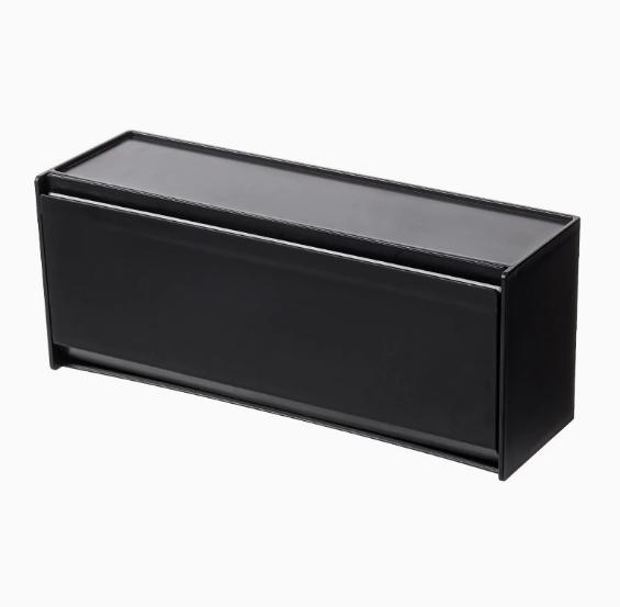 

1pc Multi-Purpose Compartment Organizer, Flip-Top No-Drill Box for Makeup Pads, Swabs & Sanitary Pads чёрный