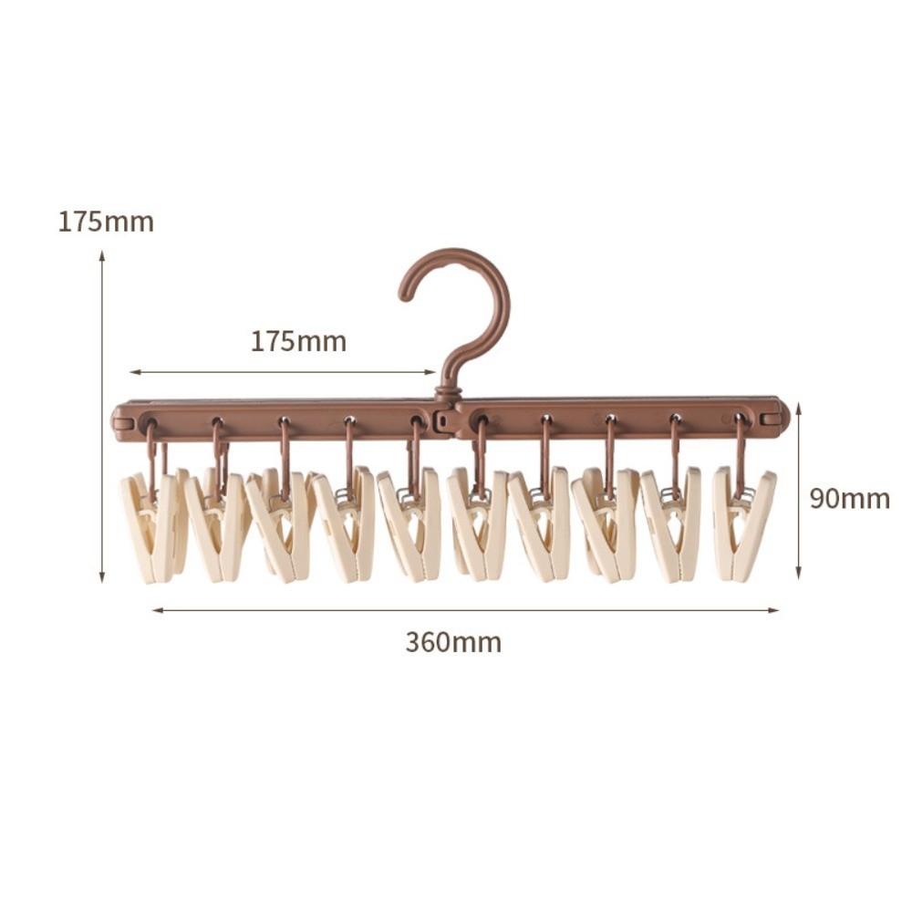 Foldable Clothes Hanger with Clips Rotatable Windproof Underwear Drying Rack Space Saving Socks Hanger Hook Household