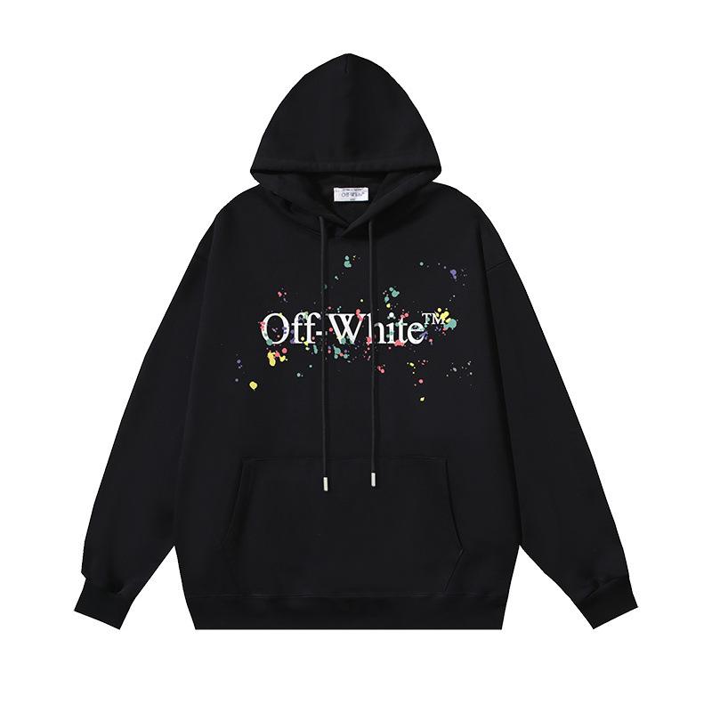 1282 Off-White 2025 Autumn/Winter New LOGO Splash Ink Splash Paint Effect Printed Hoodie Men's and Women's Hoodie