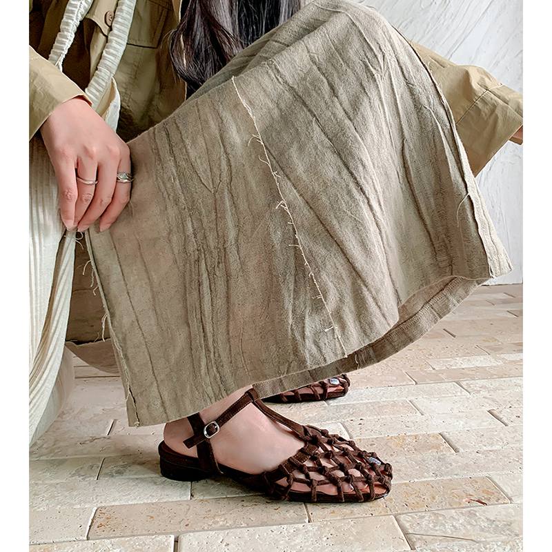 Krazing Pot Flock Summer Size 40 High Quality Slip on French Chic Thick Low Heels Sexy Lady Women Square Toe Sandals