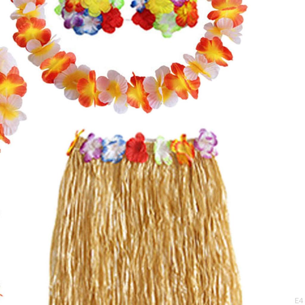 Hawaiian Grass Skirt And Floral Headpiece for Tropical Events