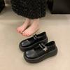 Schwarze große Kopf dicke Sohle Schuhe weibliche Sommer und Herbst erhöhte Mary Jane Einzelschuhe modisch und komfortabel