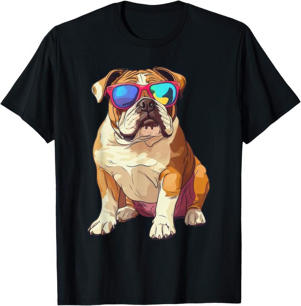 English Bulldog Wearing Sunglasses T shirt