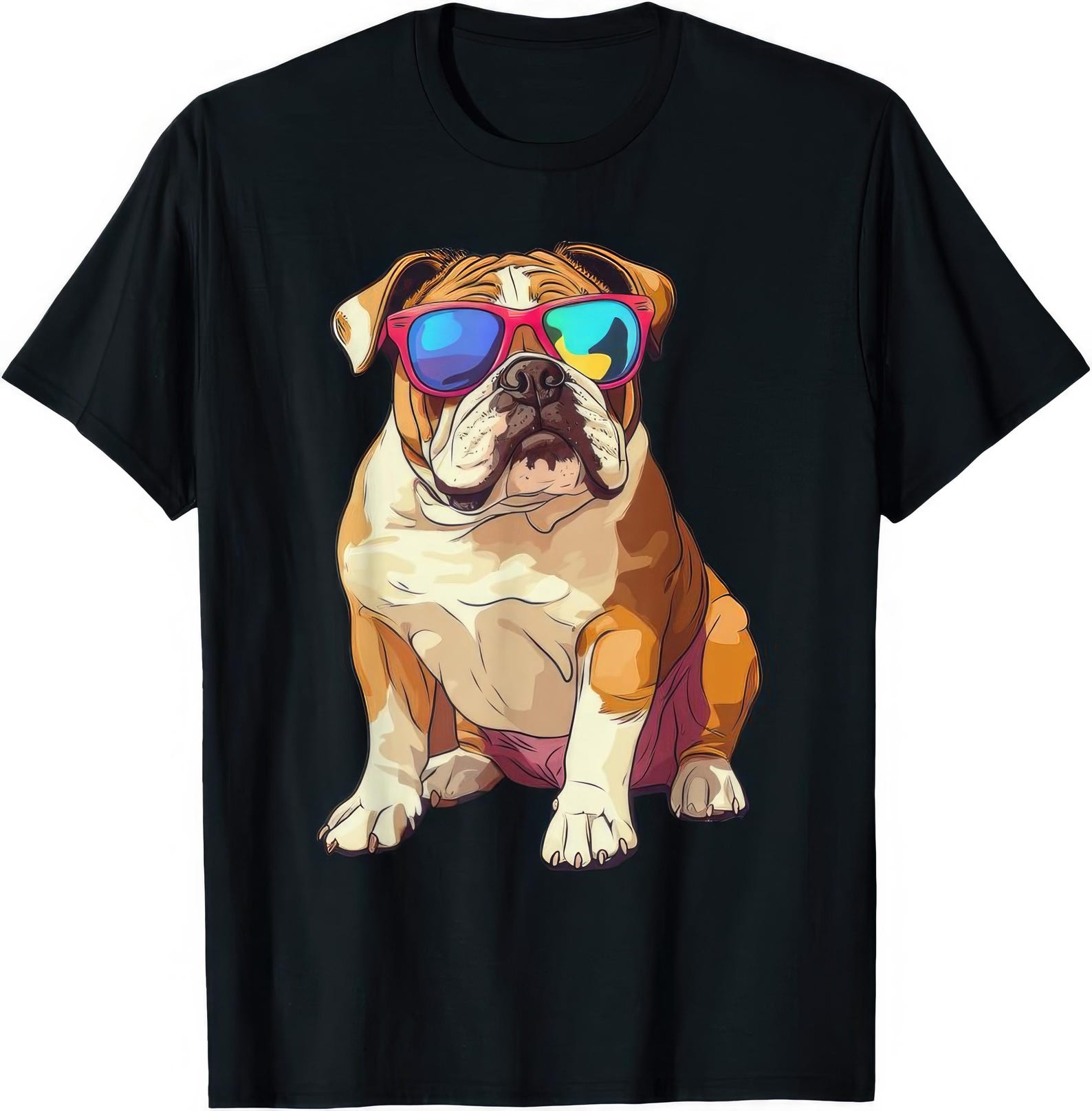 English Bulldog Wearing Sunglasses T shirt L