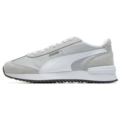 R78 Fabric Cow Split Leather Synthetic Comfortable Shock Absorbing Wear Resistant Low Top Casual Shoes Unisex Casual Shoes Silver White 392901-08