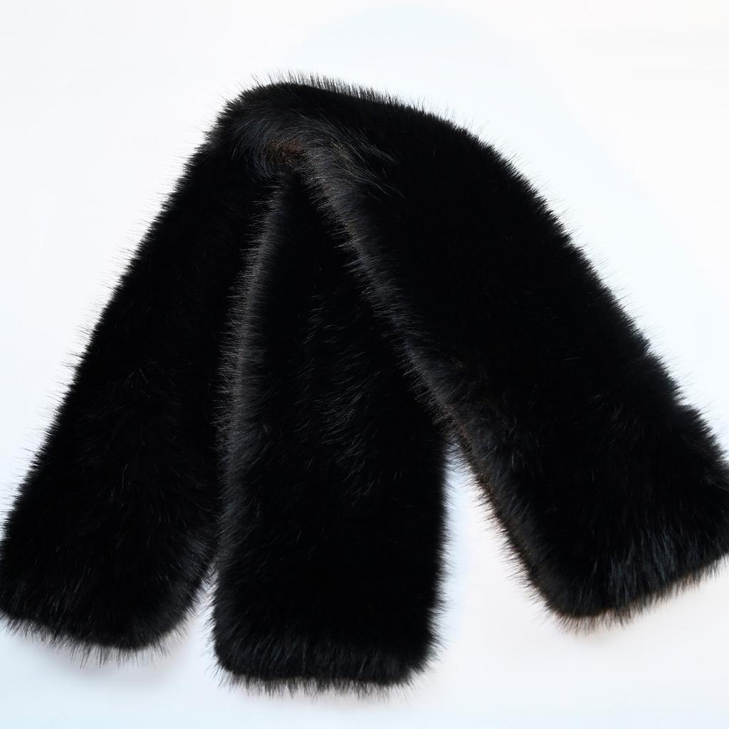 178*15cm Double-Sided Plush Women's Faux Fur Collar Scarf Wrap Winter Neck Warmer Collar Ladies White Scarf