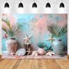 Summer Beach Photography Backdrop Hawaiian Pink Tropical Ocean Seaside Surfboard Kids Birthday Holiday Party Photo Background