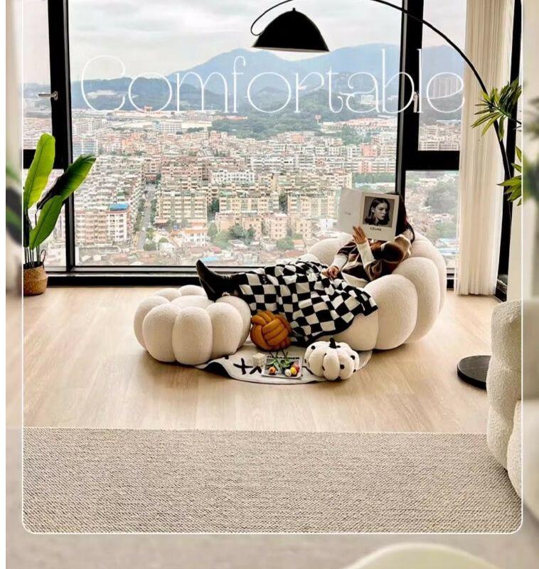 Pumpkin Style Cream Recliner: Comfy Single Sofa for Small Apartments