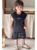 Trendy Boys' Sleeveless Suits: Lightweight, Thin Two-Piece Vest and Shorts - Perfect New Summer Fashion for Kids.