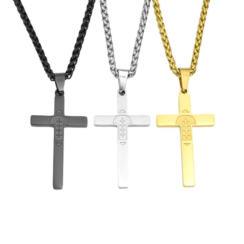 American Football Cross Pendant Necklace Trendy Hip Hop Niche Vacuum Intracranial Plating Does Not Fade