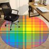 1pc Colorful Plaid Pattern Chair Carpet for Office, Round Polyester Mat, Indoor Decor for Office, Easycare Fabric, Washable Non-slip Area Carpet