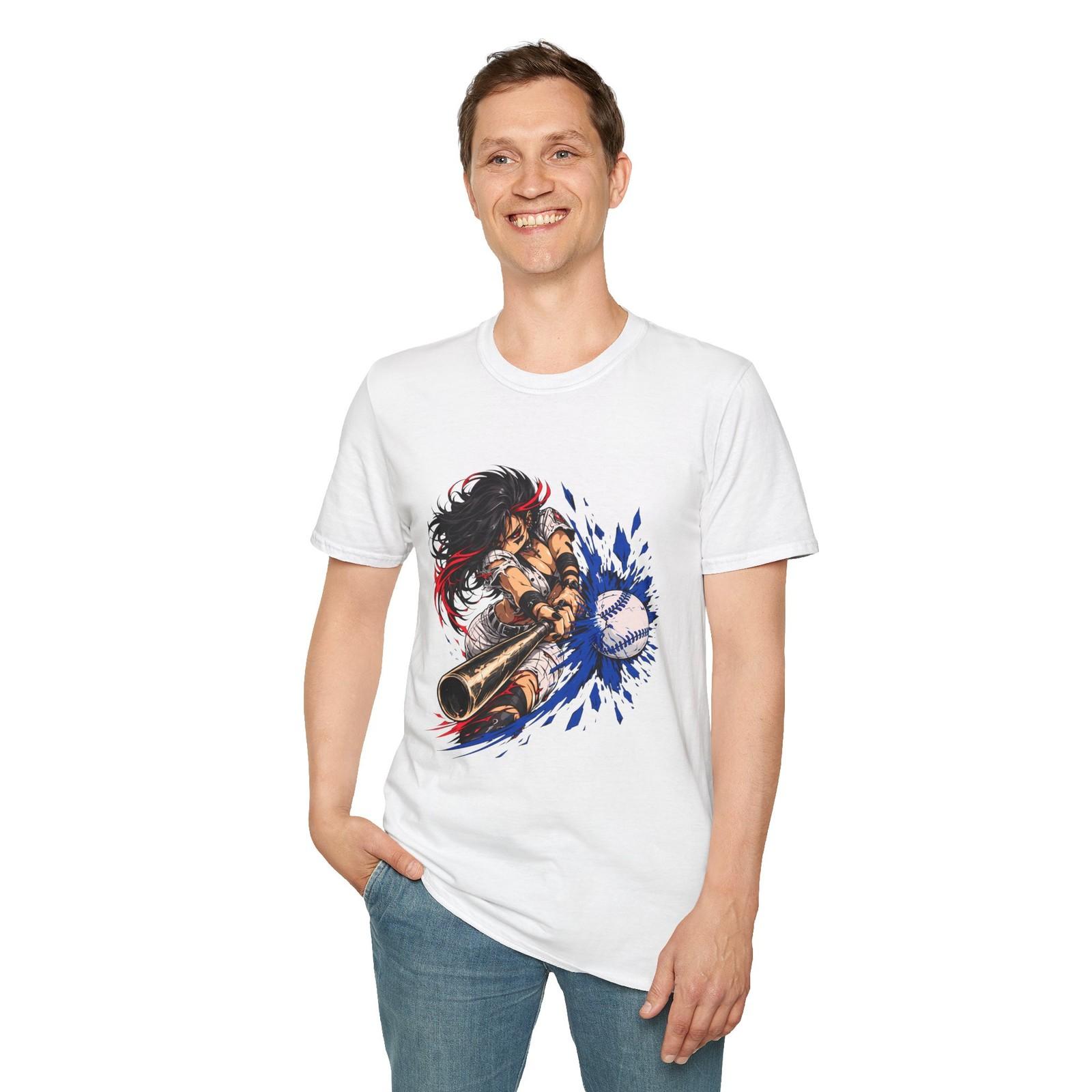 Anime Baseball Batter Dark Manga Power Swing Ball Burst Unisex Softstyle T-Shirt S разноцветный
