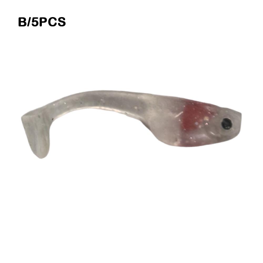 5 Stück 6 cm/2,36 Zoll Weicher Angelköder T-Schwanz-Design Bionischer Künstlicher T-Schwanzköder Weiches Material Schwimmend Weicher Köder Süßwasserfischen