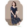 Elegant Summer Short Sleeve Dress for Women Middle Aged Fashion Slimming Fake Two Piece Mother Dress