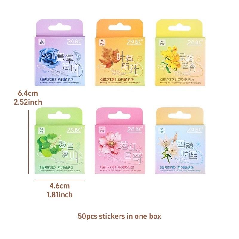 50pcs Flower Fall PET Stickers Set Green Plant Series Decoration Note Sticker Home Diary Book DIY Art