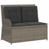 Vidaxl Banco de Jardín Plegable con Cojines, Gris, Ratán Sintético