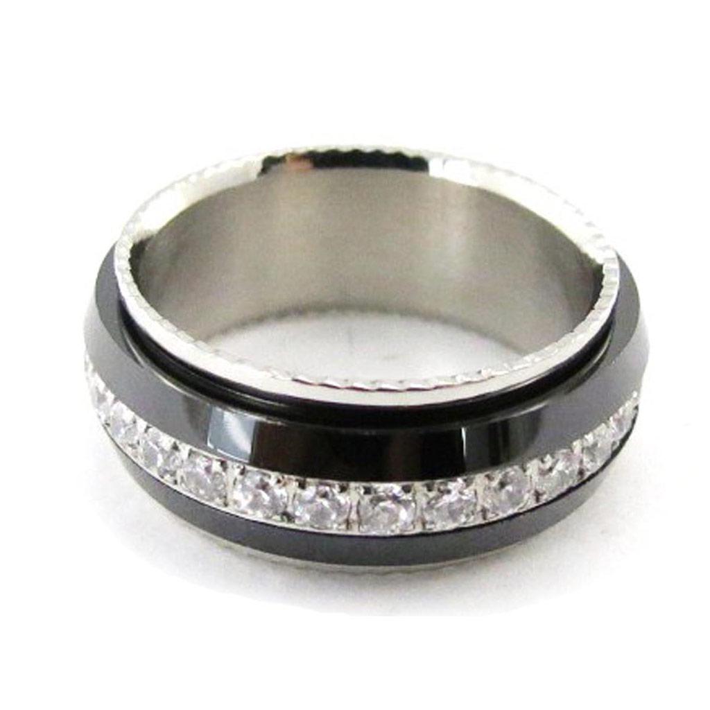 Men's Ring 'Peaceful' Steel Black Ceramic - 9 Mm