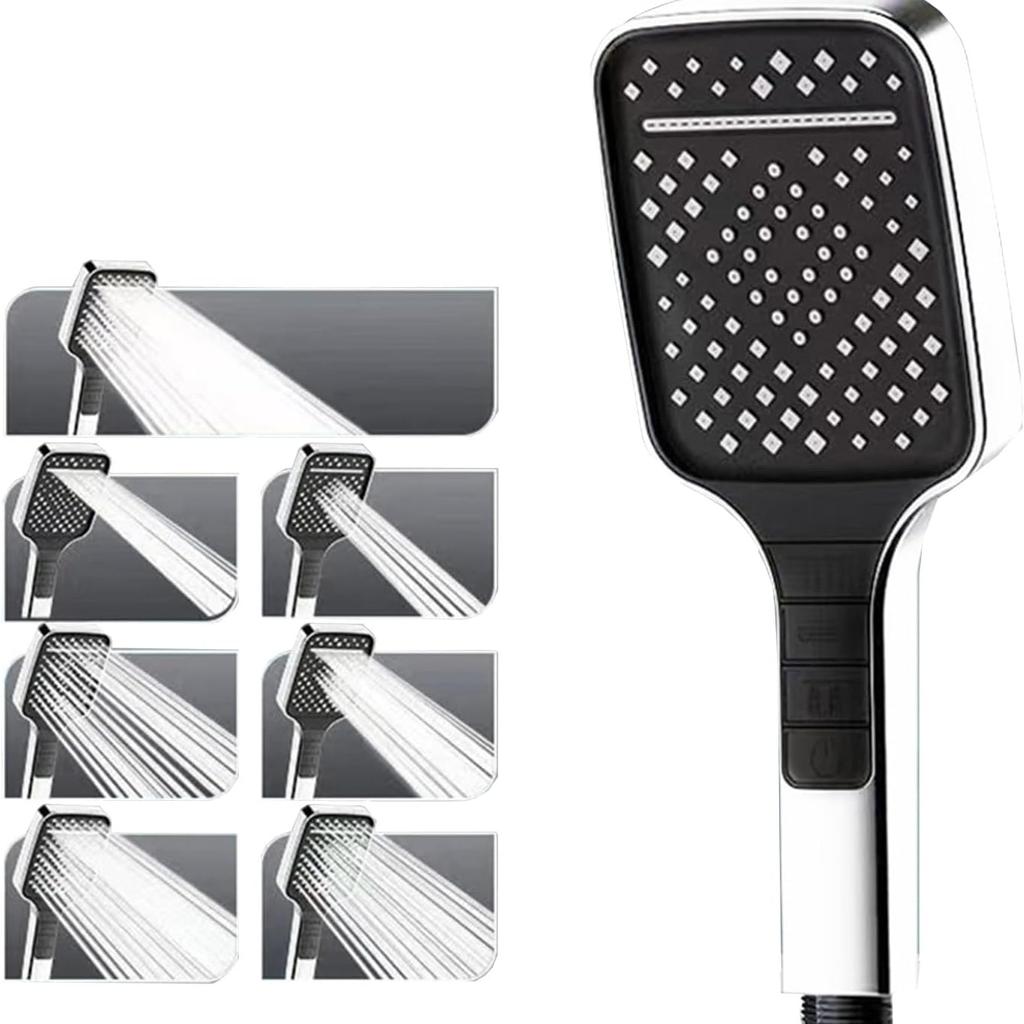 High Pressure Shower Head with Handheld 7 Spray Modes shower head, detachable  high pressurewith Stainless Hose and Adjustable Mount hand held