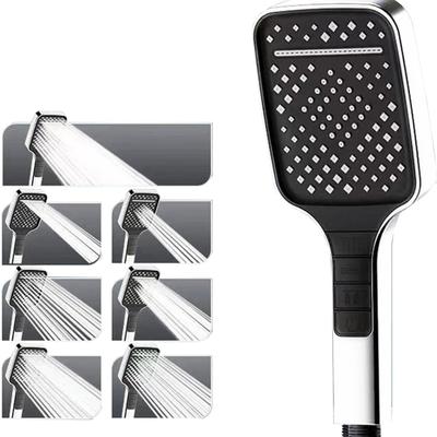 Chuveiro de alta pressão com 7 modos de pulverização, chuveiro de alta pressão destacável com mangueira de aço inoxidável e suporte ajustável portátil