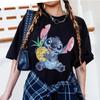 2026 New Lilo Stitch Pineapple Magic Kingdom Print Womens TShirt Short Sleeve ONeck Loose Plus Size Top