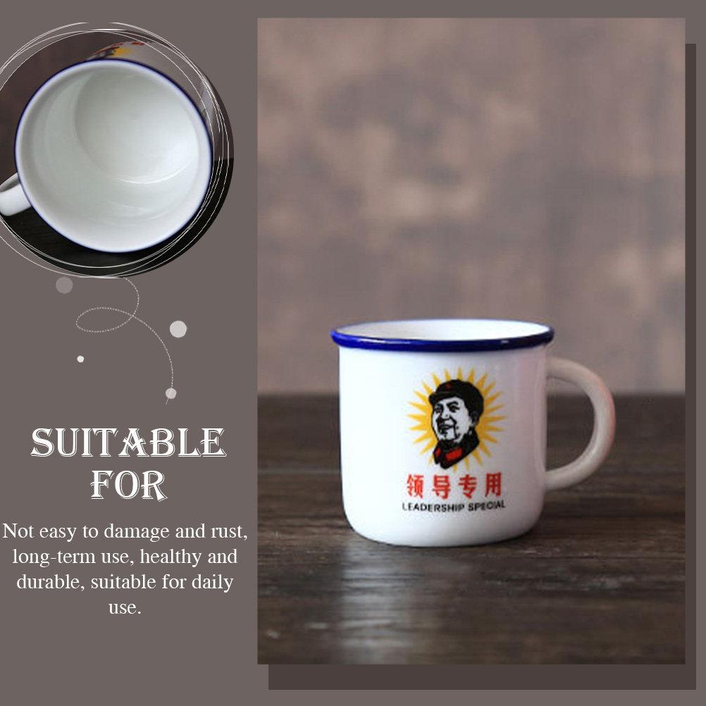 6Pcs Heat Insulated Enamel Mug Vintage Look Anti Scald Handle Healthy Rust Resistant Home Bedroom Cup Enamel Cup other