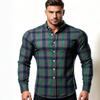 Men Fashion Plaid Long Sleeve Casual Plus Size Mens Shirt