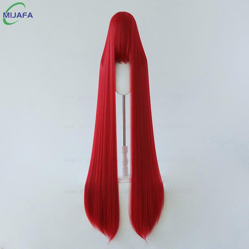 700g Alta Qualità 59" 150cm Lunga Dritta Parrucca Cosplay Con Frangia Biondo Marrone Rosso Verde Blu Resistente al Calore Colori Capelli Parrucche Anime