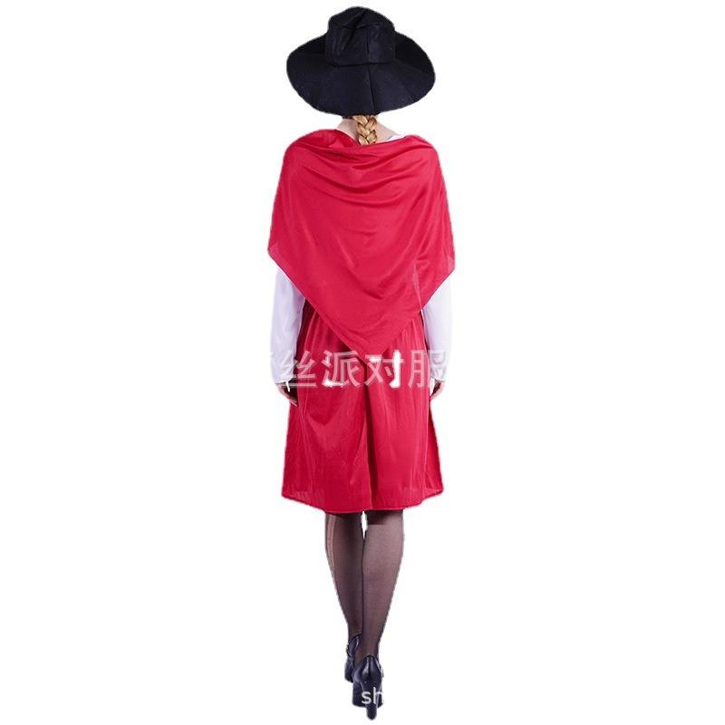 Halloween Cosplay Costume Welsh Lady Red White Pastoral Maid Maid Dress