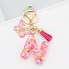 Pink Butterfly Tassel & Resin Sequin Letter Keychain - Backpack Charm for Women
