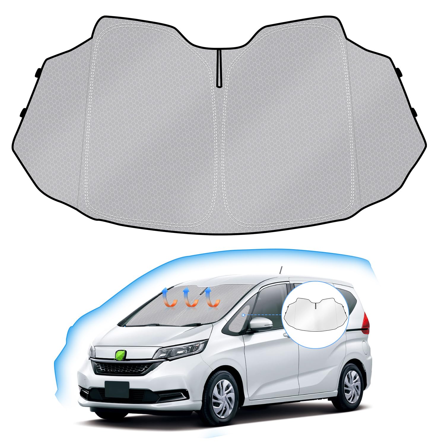 

Солнцезащитный козырек на лобовое стекло Honda Freed 2016 с треугольной ручкой-затемнителем от УФ-лучей, светоотражающий, жаростойкий, автомобильный, сотовый, сумка для хранения, для интерьера, простой, напрямую от серый