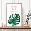 Green Tropical Turtle Leaves Poster Nordic Wall Art Prints Pictures Canvas Paintings for Pink Background Living Room Home Decor
