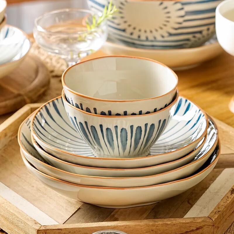 ZISIZ Japanese Style Ceramic Noodle Bowl Set