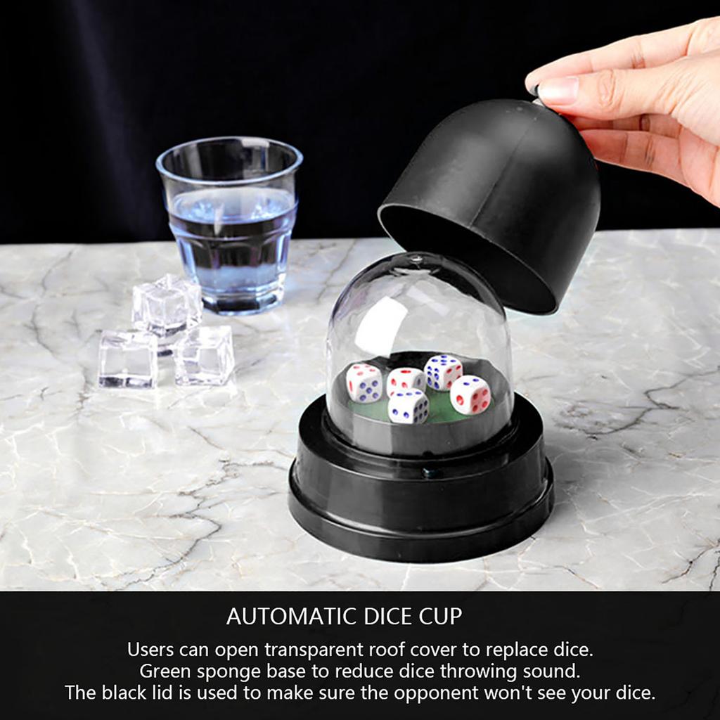 KTV Pub Bar Transparent Plastic Cover Automatic Dice Roller Cup Anti Trap Black