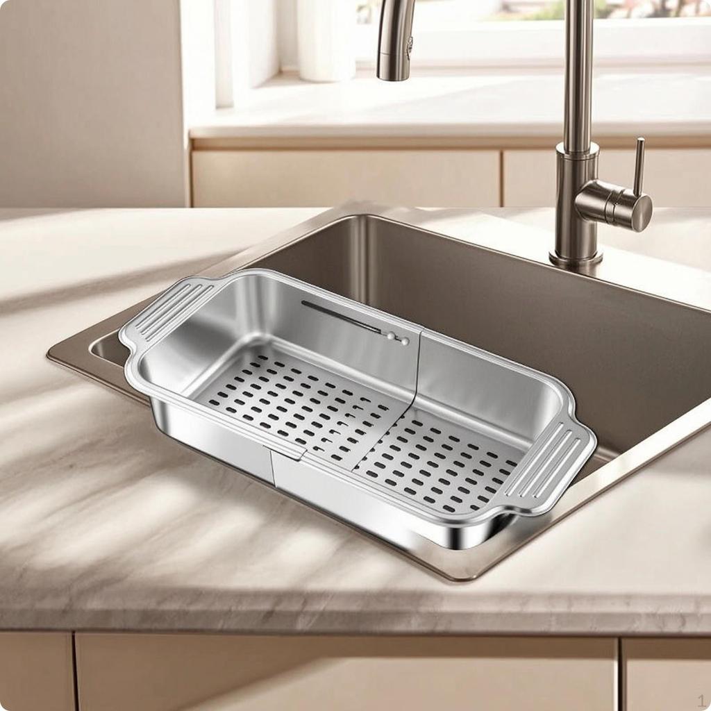 Sink Draining Basket Expandable overtheSink Colander Metal with Handles for Apartment M 304