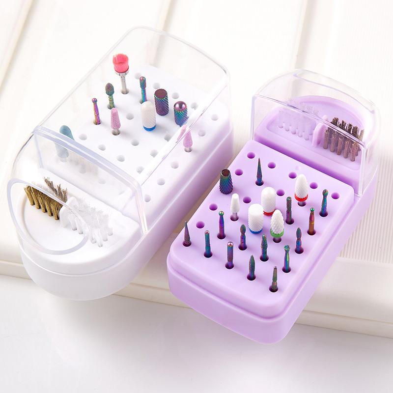 30 Holes Nail Art Drill Bits Storage Box Milling Cutter Showing Shelf Nail Tools Holder Display Electric Drill Bits Organizer