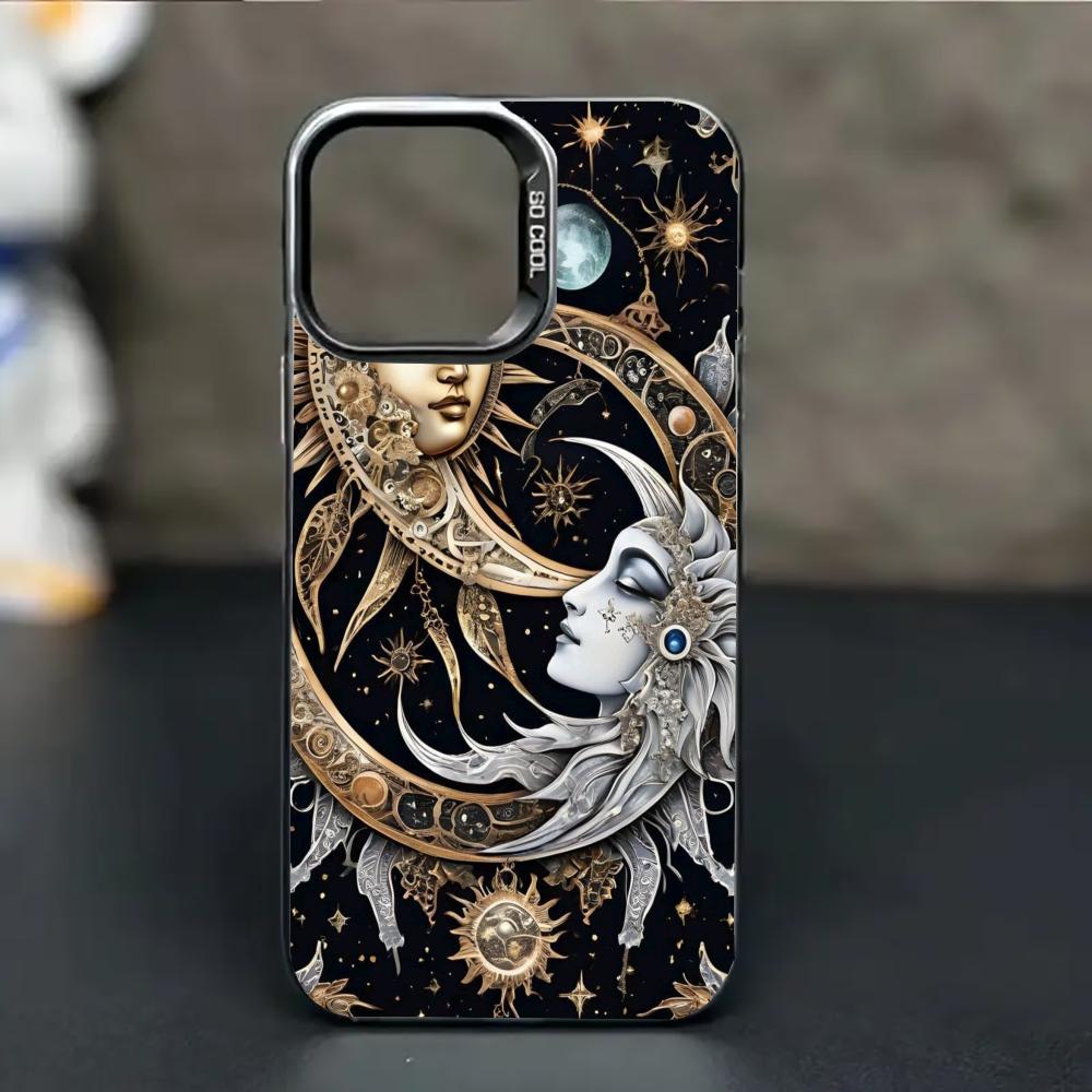 Retro Star Moon Pattern Phone Case Suitable for iPhone 17 16 15 14 13 12 11 Pro/Max/Plus Anti Drop and Anti Shock Back Cover