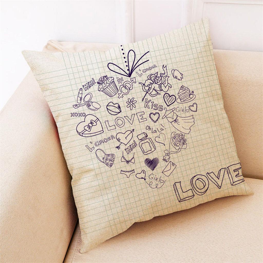 Buy HS Pillow Case Valentine's Day Pattern Sofa Car Throw Cushion Cover