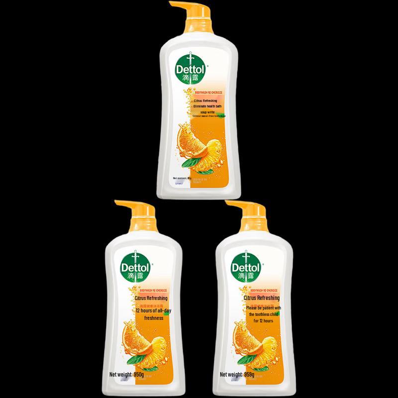 Dettol Citrus Refreshing Antibacterial Body Wash 3x950g Pack