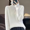 Women's High-Neck Wool Sweater: Seven-Needle Double-Strand, Thickened Vertical Rib Knit, Loose Fit, Long-Sleeved Autumn/Winter Base Layer.