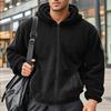 Men's Double-Faced Fleece Oversized Hooded Zip-Up High-Street Fashion Sweatshirt Jacket Top