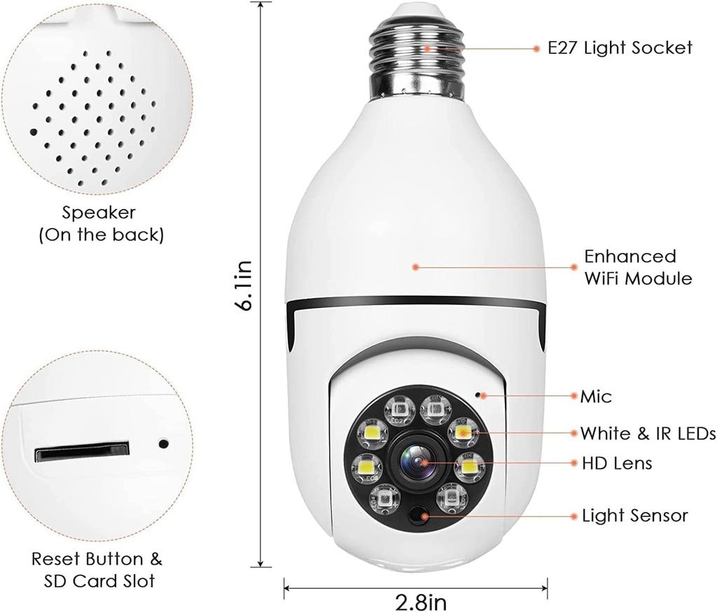 Wireless WiFi Bulb Camera Security Camera Home Indoor And Outdoor Video Recorder Security Camera