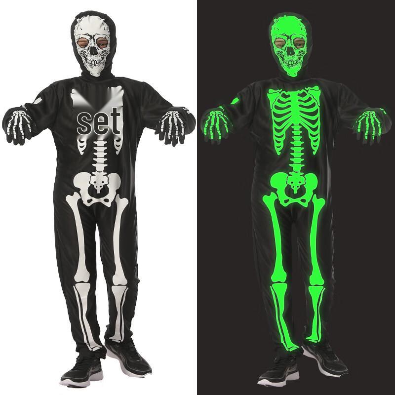 Светящийся костюм скелета-призрака для детей M