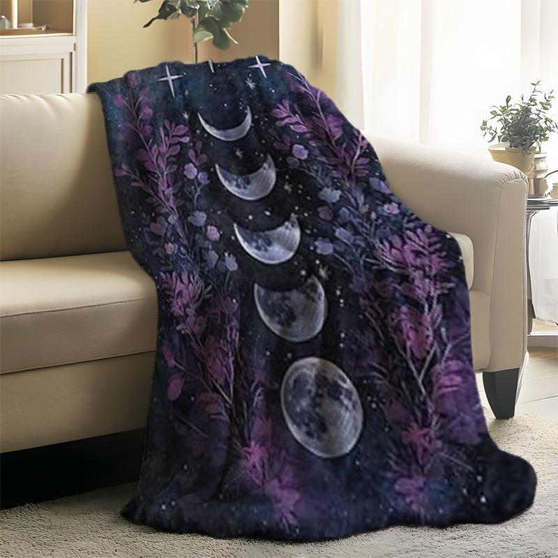[Gothic Throw Blanket] Dark Moon Phases Blanket - Celestial Witch Gothic Throw - Adult Gift for Women - flannel blanket