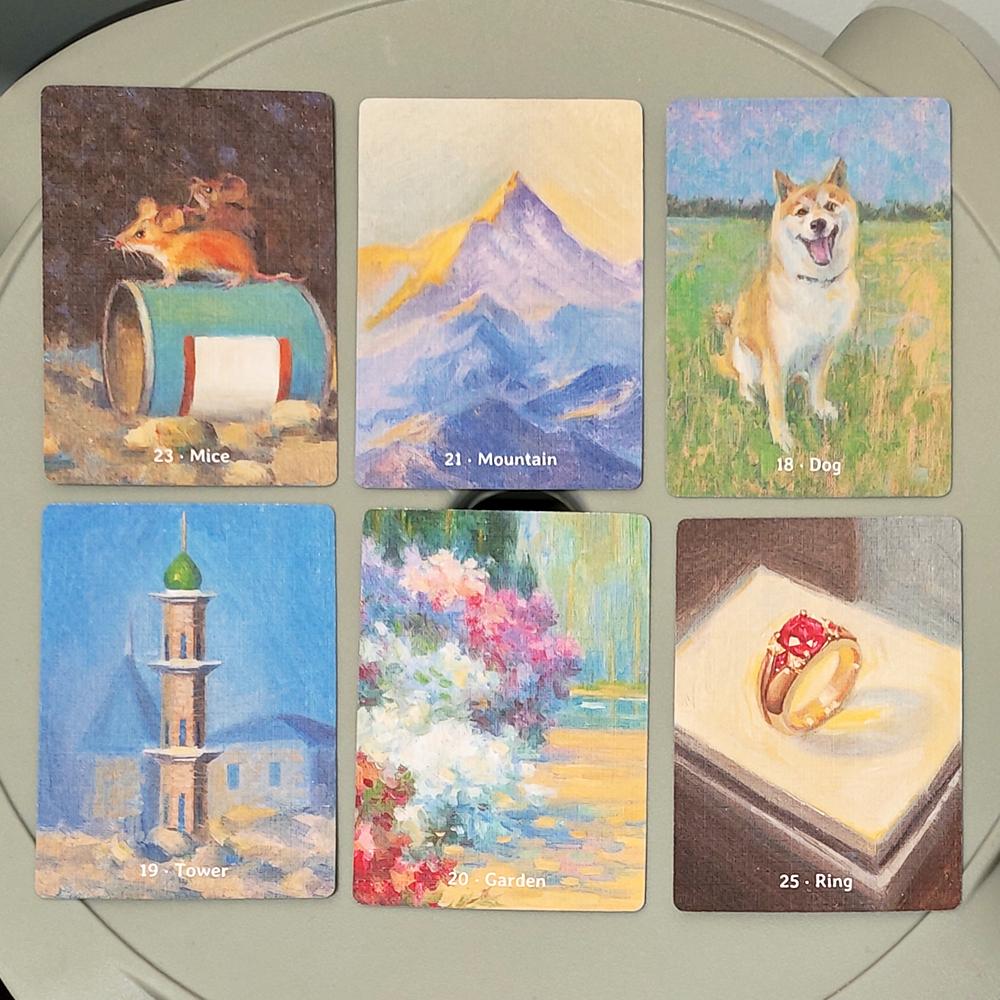 Time Lenormand Oracle Deck 38 Oil Painting Style Cards with Extra Man/Woman Cards Printed on Double-embossed Cardstock 9x6cm