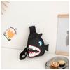 Canvas Shark Pattern Chest Bag Zipper Pack for Sports Workout Fashion Crossbody Chest Bag