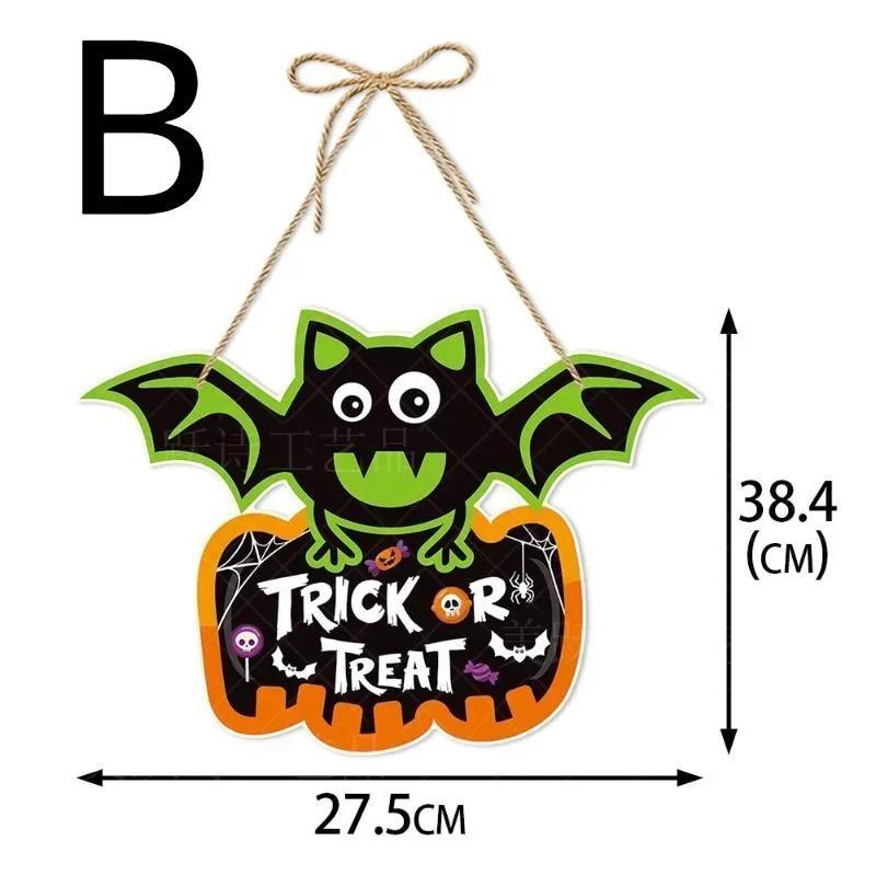 

Halloween pumpkin decoration hanging board ghost death god witch bat hanging sign trick or treat party front door decoration B