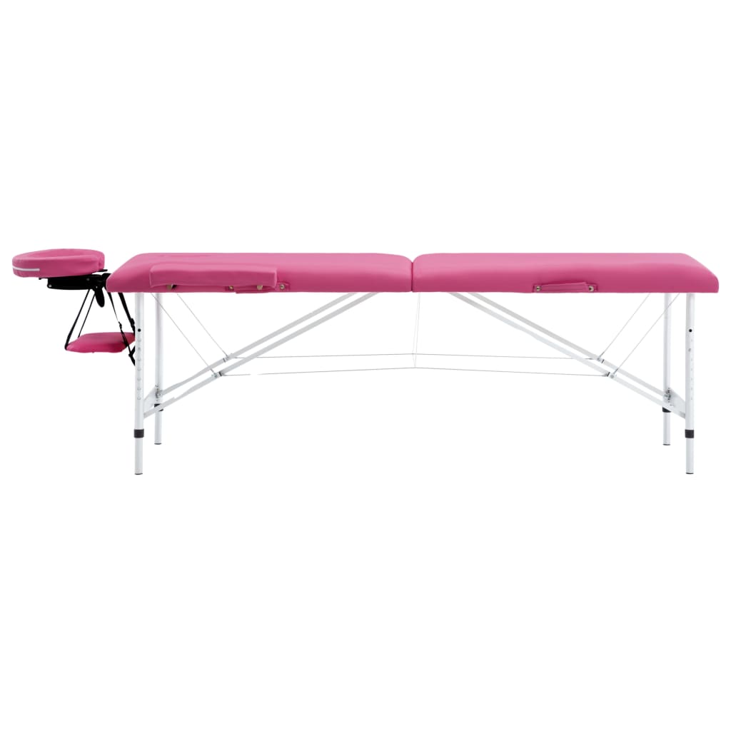 Foldable 2 Zone Massage Table with Aluminum Frame Pink