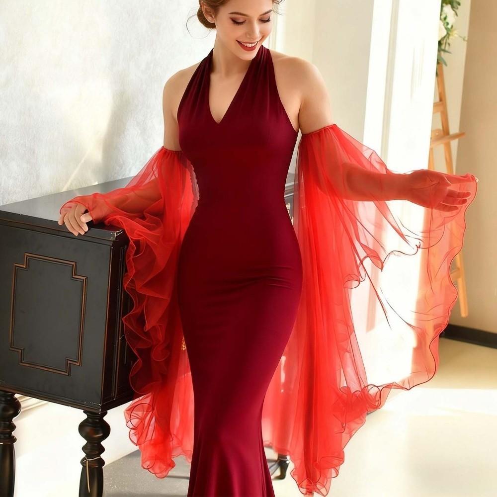 1 pair Chiffon Fabric Arm Covers Flare Shape Detachable Cuffs Fake Sleeves Bridesmaids