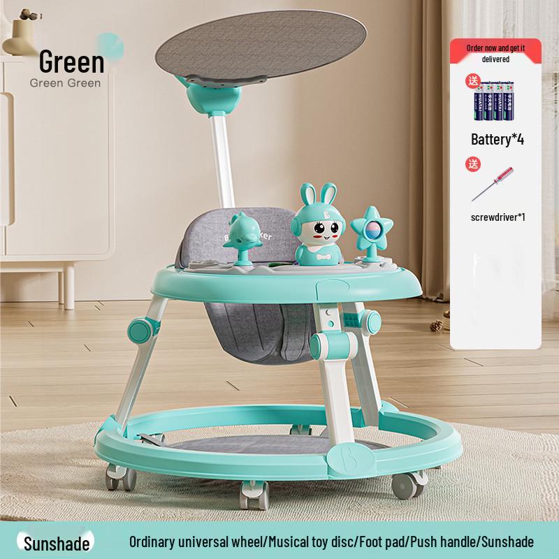 Multifunctional Baby Walker with Music, Lightweight & Foldable for 6-18 Months, Anti-Rollover Design